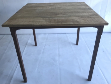 Table en acier et bois de manguier 80x80 marron