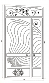 Porte en fer forgé Soleil Levant