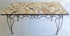 Table fer forgé et carreaux de ciment marron 160x80